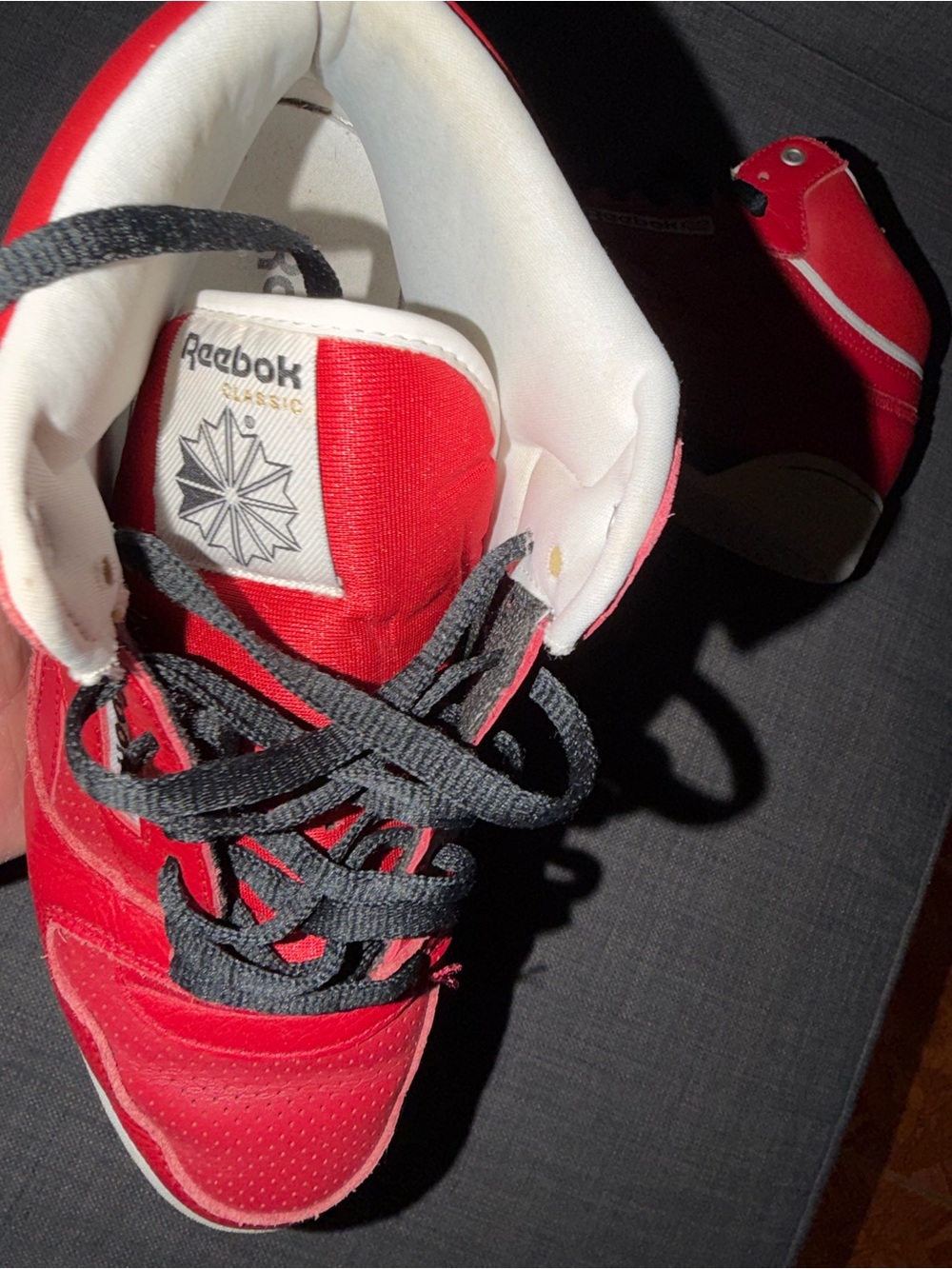 Reebok Red and White Men's Athletic High-Top Sneakers - Picture 3 of 6